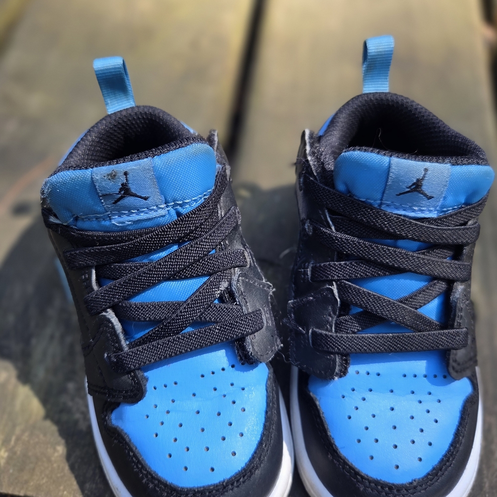Kids Blue and Black Jordan Sneakers